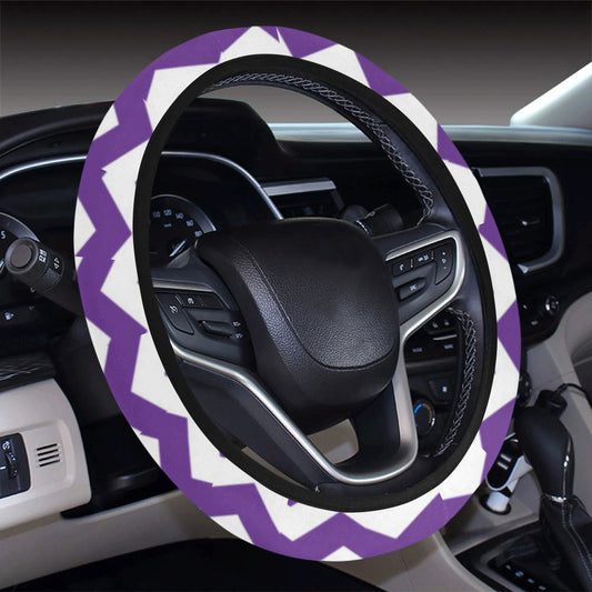 Chevron Purple Pattern Print Design 03 Steering Wheel Cover with Elastic Edge