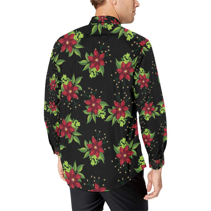 Poinsettia Pattern Print Design A01 Men's Long Sleeve Shirt