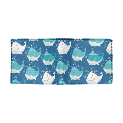 Blue Whale Pattern Print Design 01 Men's ID Card Wallet
