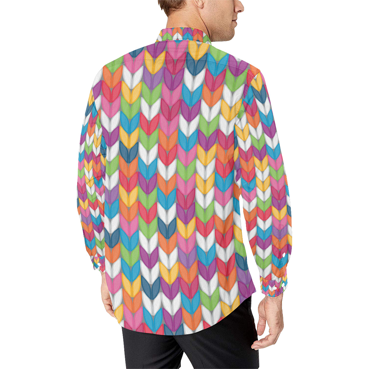 Knit Pattern Print Design 01 Men's Long Sleeve Shirt