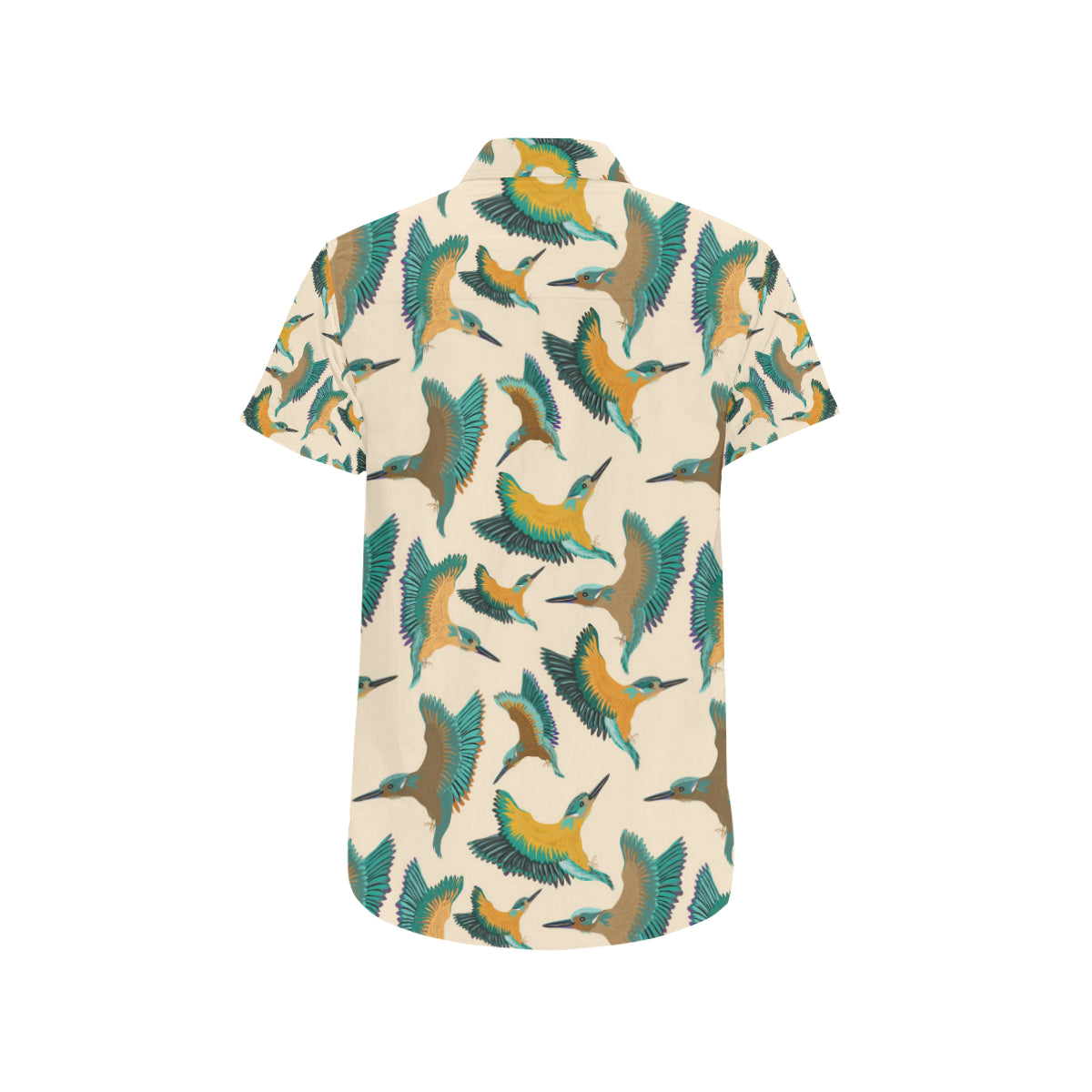 Kingfisher Pattern Print Design 02 Men's Short Sleeve Button Up Shirt