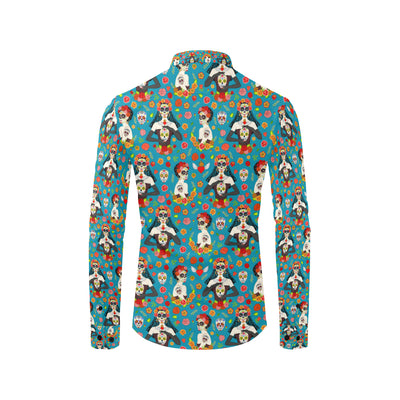 Day of the Dead Old School Girl Design Men's Long Sleeve Shirt