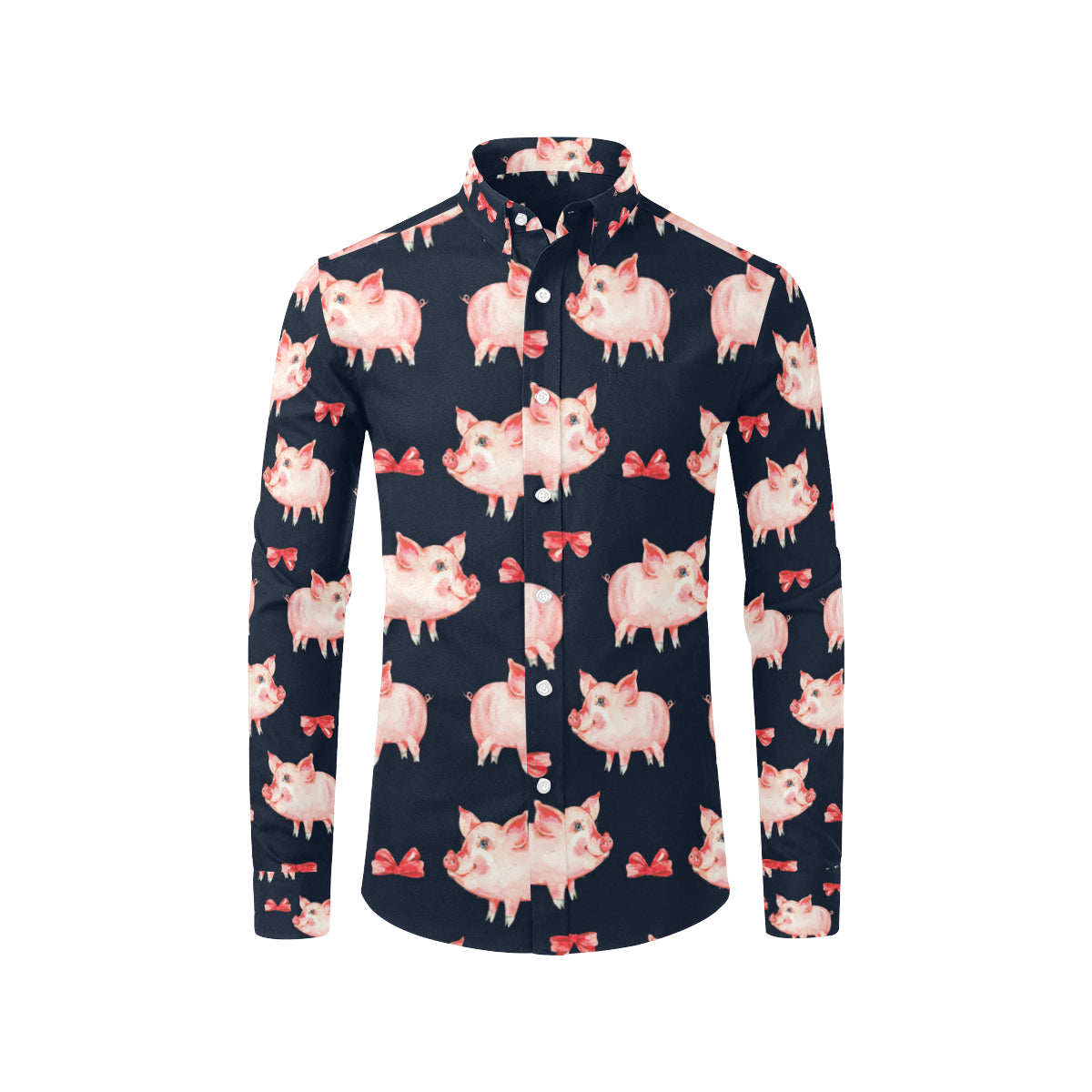 Pig Cute Pattern Print Design 02 Men's Long Sleeve Shirt