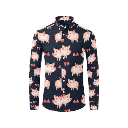 Pig Cute Pattern Print Design 02 Men's Long Sleeve Shirt