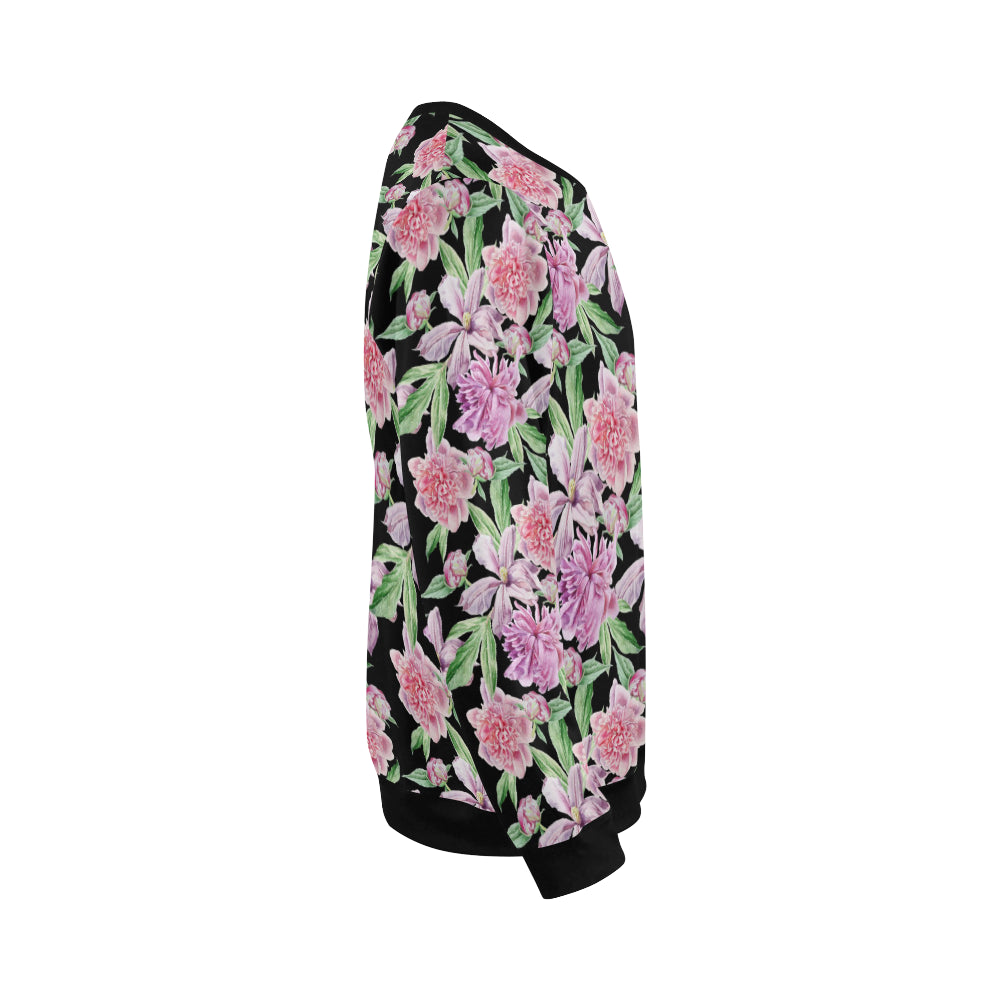 Peony Pattern Print Design PE08 Men Long Sleeve Sweatshirt