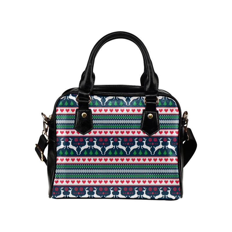 Reindeer Pattern Print Design 03 Shoulder Handbag