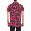 Cheetah Pink Print Pattern Men's Short Sleeve Button Up Shirt