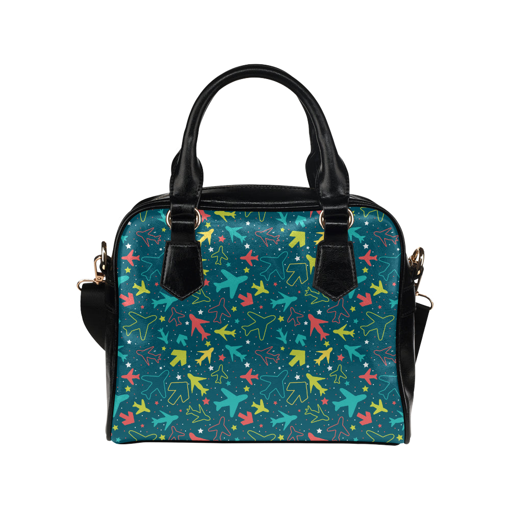 Airplane Pattern Print Design 05 Shoulder Handbag