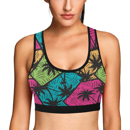 Palm Tree Pattern Print Design PT09 Sports Bra