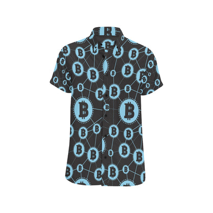 Cryptocurrency Pattern Print Design 02 Men's Short Sleeve Button Up Shirt
