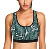 Tropical Palm Leaves Pattern Sports Bra