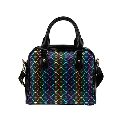 Paw Rainbow Pattern Print Design A01 Shoulder Handbag