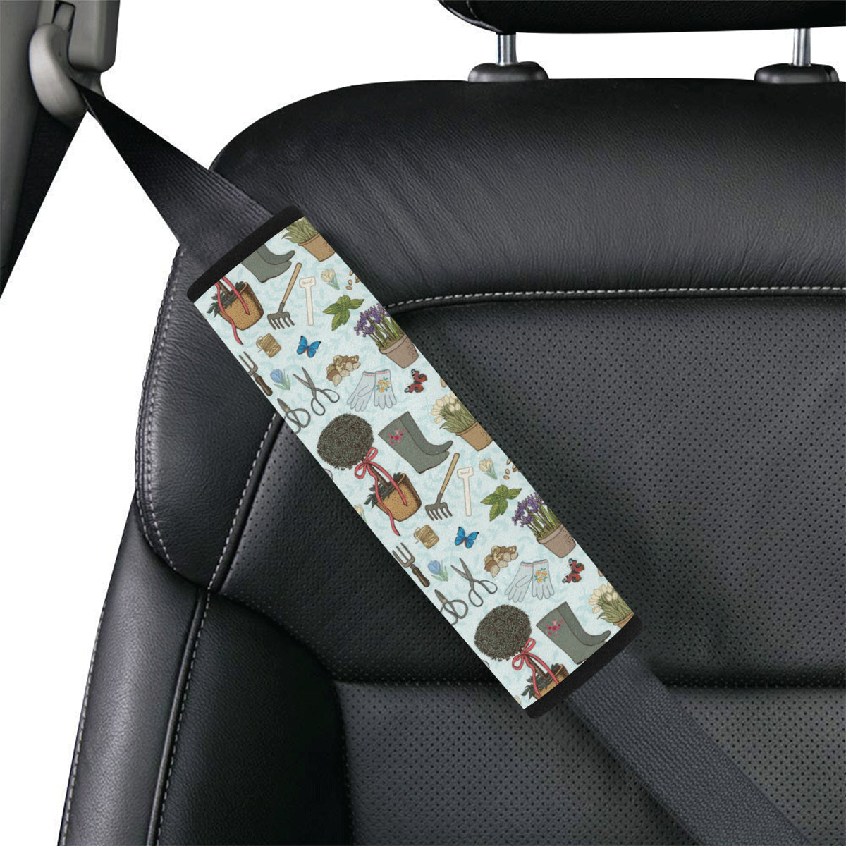 Gardening Pattern Print Design G01 Car Seat Belt Cover