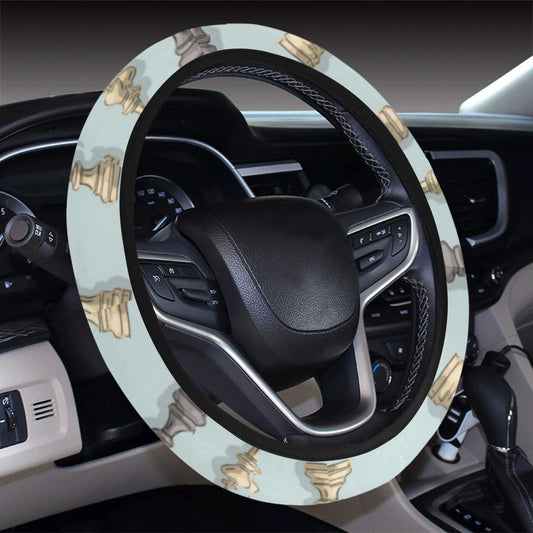 Chess Pattern Print Design 02 Steering Wheel Cover with Elastic Edge