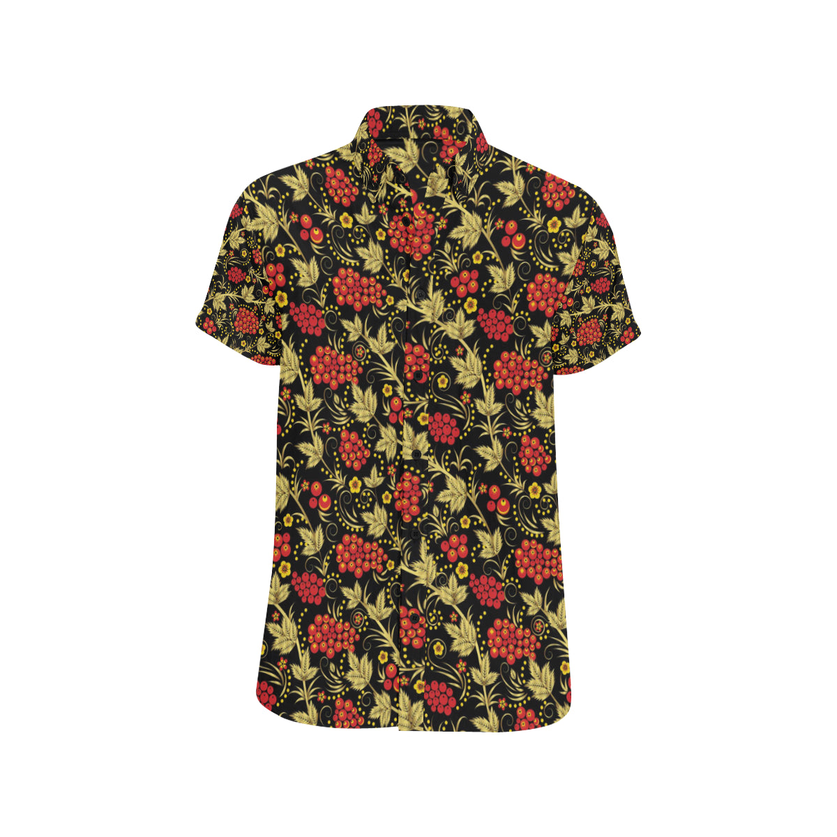 Cranberry Pattern Print Design CB02 Men's Short Sleeve Button Up Shirt