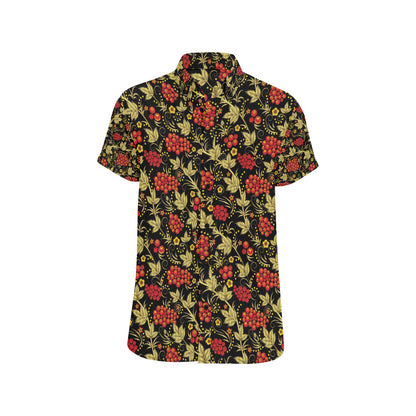 Cranberry Pattern Print Design CB02 Men's Short Sleeve Button Up Shirt