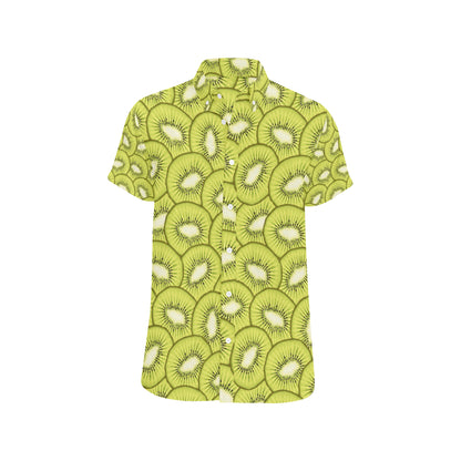 Kiwi Pattern Print Design KW07 Men's Short Sleeve Button Up Shirt