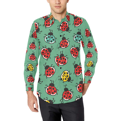 Ladybug Pattern Print Design 02 Men's Long Sleeve Shirt