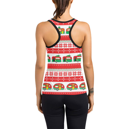 Camper Camping Ugly Christmas Design Print Women's Racerback Tank Top
