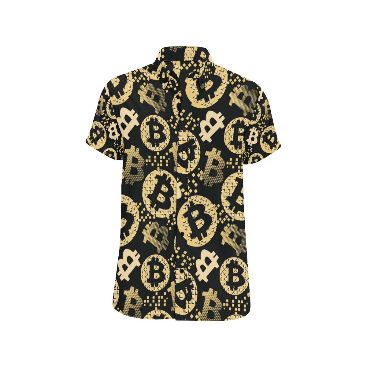 Bitcoin Pattern Print Design DO06 Men's Short Sleeve Button Up Shirt