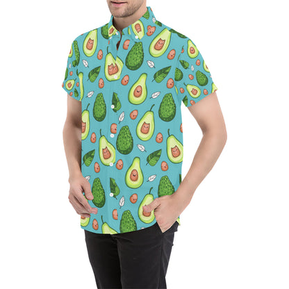 Avocado Pattern Print Design AC05 Men's Short Sleeve Button Up Shirt