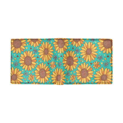 Sunflower Pattern Print Design SF013 Men's ID Card Wallet