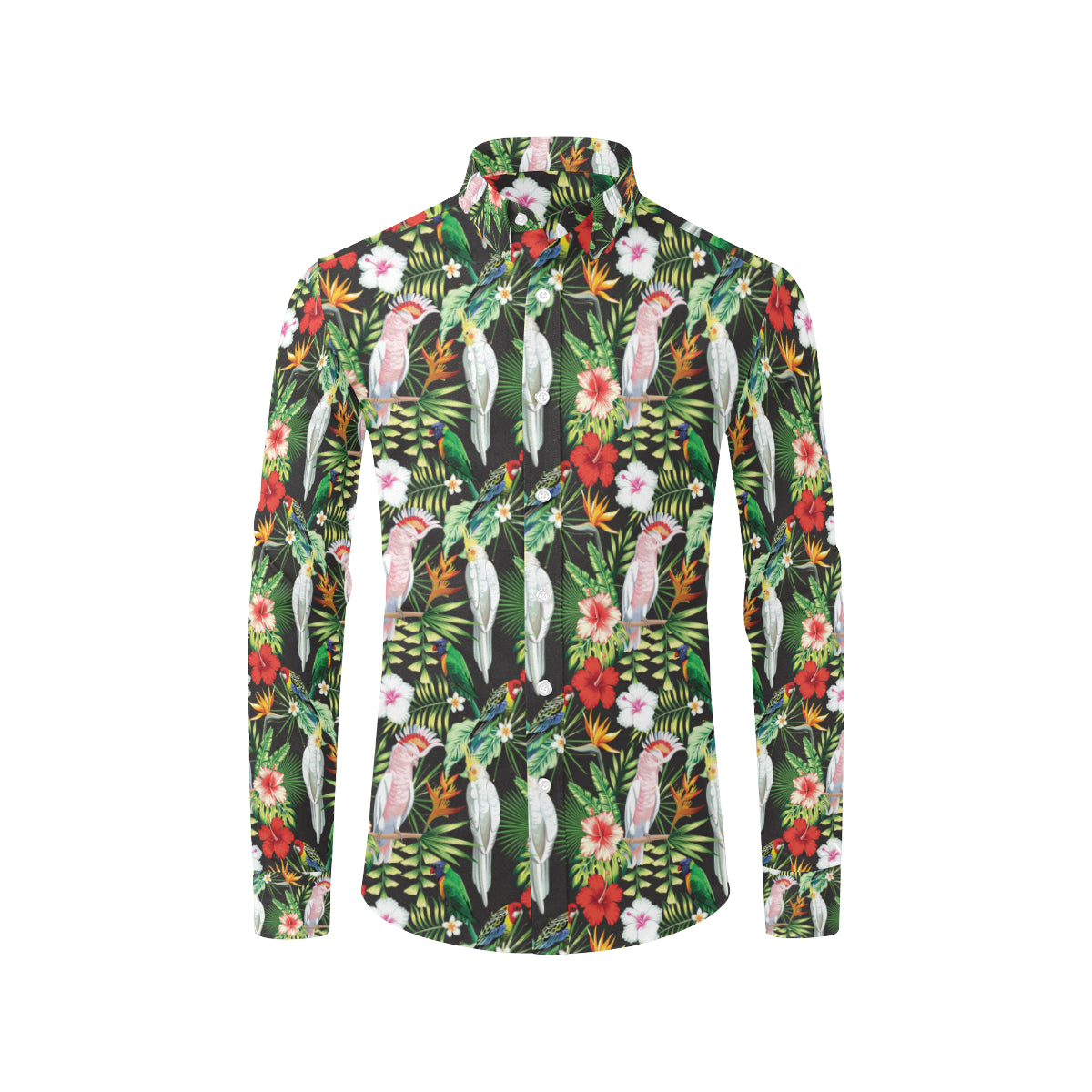 Tropical Flower Pattern Print Design TF03 Men's Long Sleeve Shirt