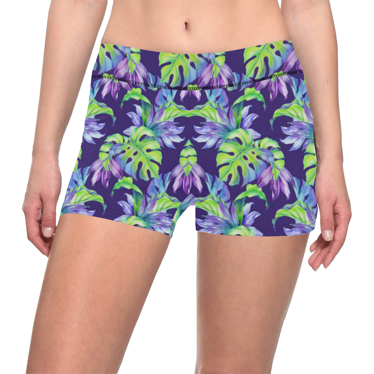 Tropical Flower Pattern Print Design TF019 Yoga Shorts