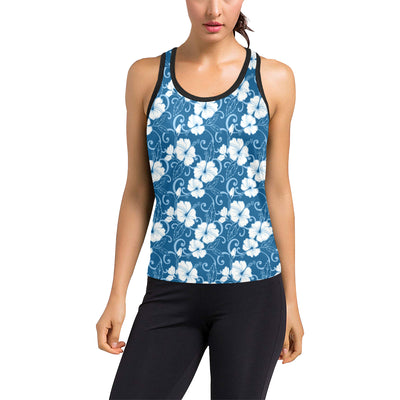 Hibiscus Pattern Print Design HB03 Women's Racerback Tank Top