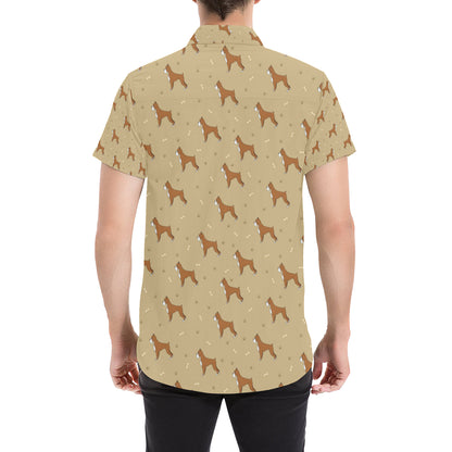 Boxers Pattern Print Design 02 Men's Short Sleeve Button Up Shirt