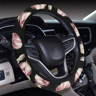 Tulip Pink Pattern Print Design TP02 Steering Wheel Cover with Elastic Edge