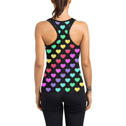 Heart Rainbow Pattern Print Design HE02 Women's Racerback Tank Top