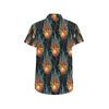 Basketball Fire Print Pattern Men's Short Sleeve Button Up Shirt
