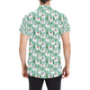 Llama with Cactus Themed Print Men's Short Sleeve Button Up Shirt