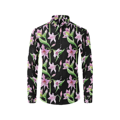 Amaryllis Pattern Print Design AL08 Men's Long Sleeve Shirt