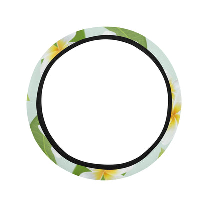 Yellow Plumeria Pattern Print Design PM024 Steering Wheel Cover with Elastic Edge