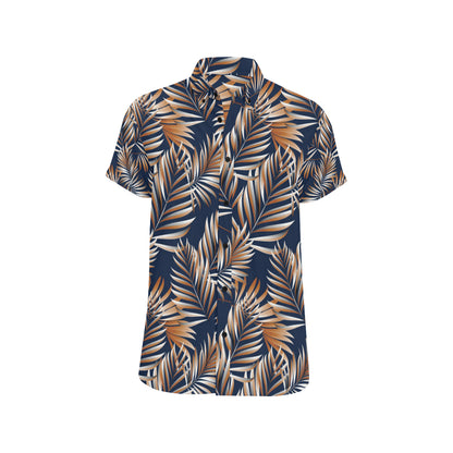 Tropical Flower Pattern Print Design TF07 Men's Short Sleeve Button Up Shirt