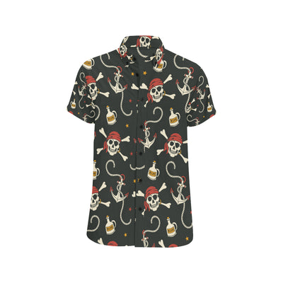 Pirate Pattern Print Design A02 Men's Short Sleeve Button Up Shirt