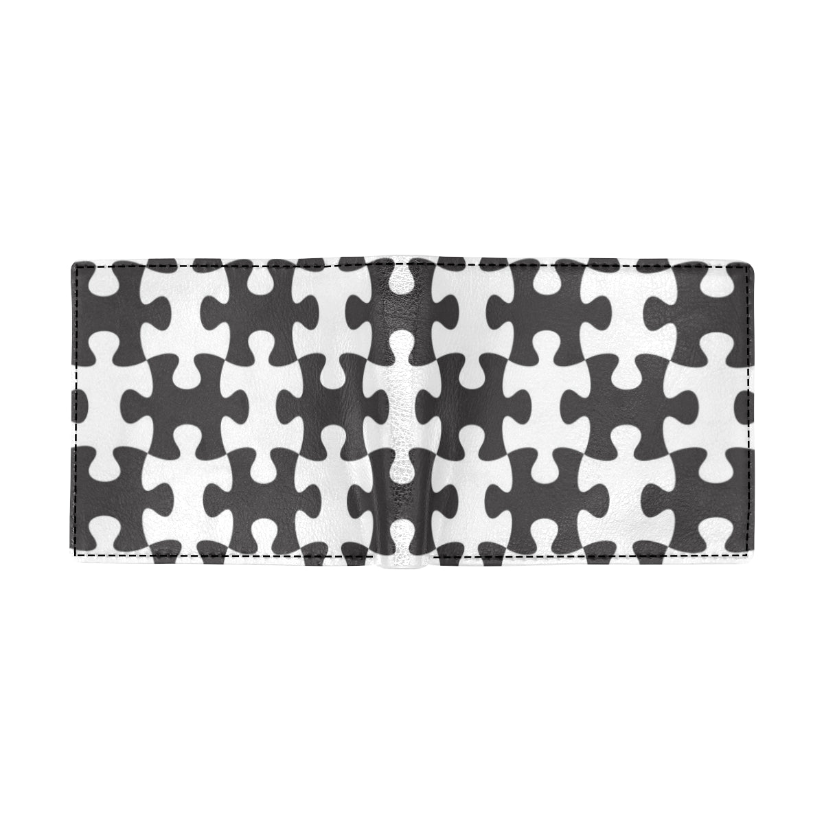 Puzzle Black White Pattern Print Design A02 Men's ID Card Wallet