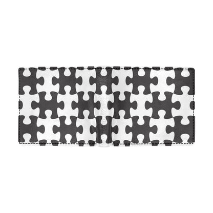 Puzzle Black White Pattern Print Design A02 Men's ID Card Wallet