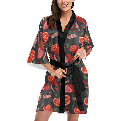 Meat Pattern Print Design 03 Women's Short Kimono