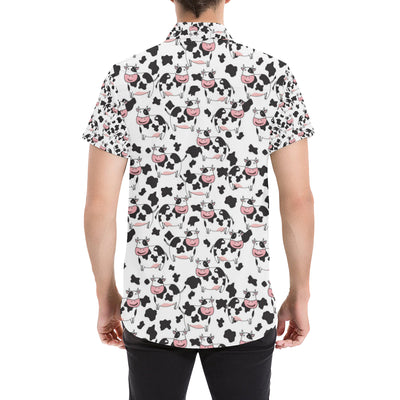 Cow Pattern Print Design 02 Men's Short Sleeve Button Up Shirt