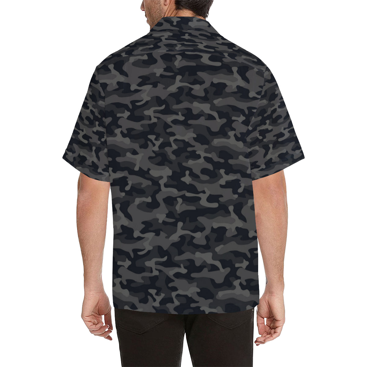 Camo Black Pattern Print Design 02 Men's Hawaiian Shirt