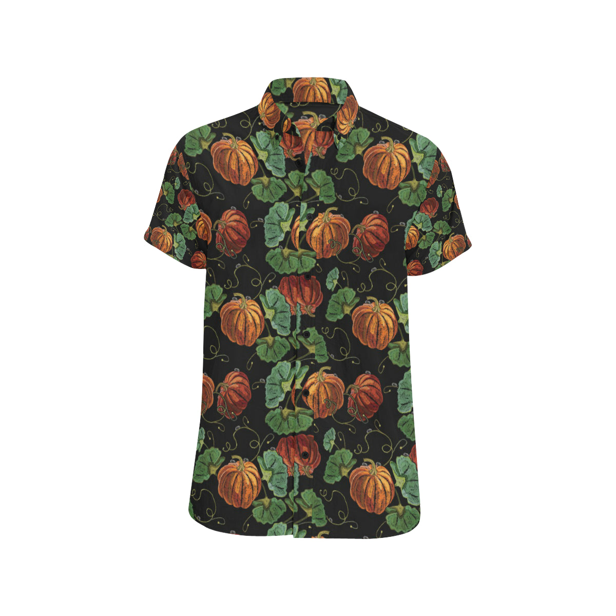 Pumpkin Pattern Print Design A02 Men's Short Sleeve Button Up Shirt