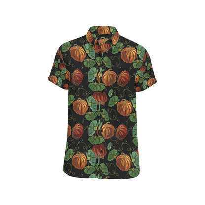 Pumpkin Pattern Print Design A02 Men's Short Sleeve Button Up Shirt