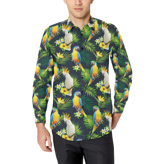 Parrot Pattern Print Design A03 Men's Long Sleeve Shirt
