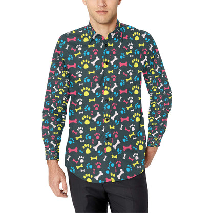 Paw Design Print Men's Long Sleeve Shirt