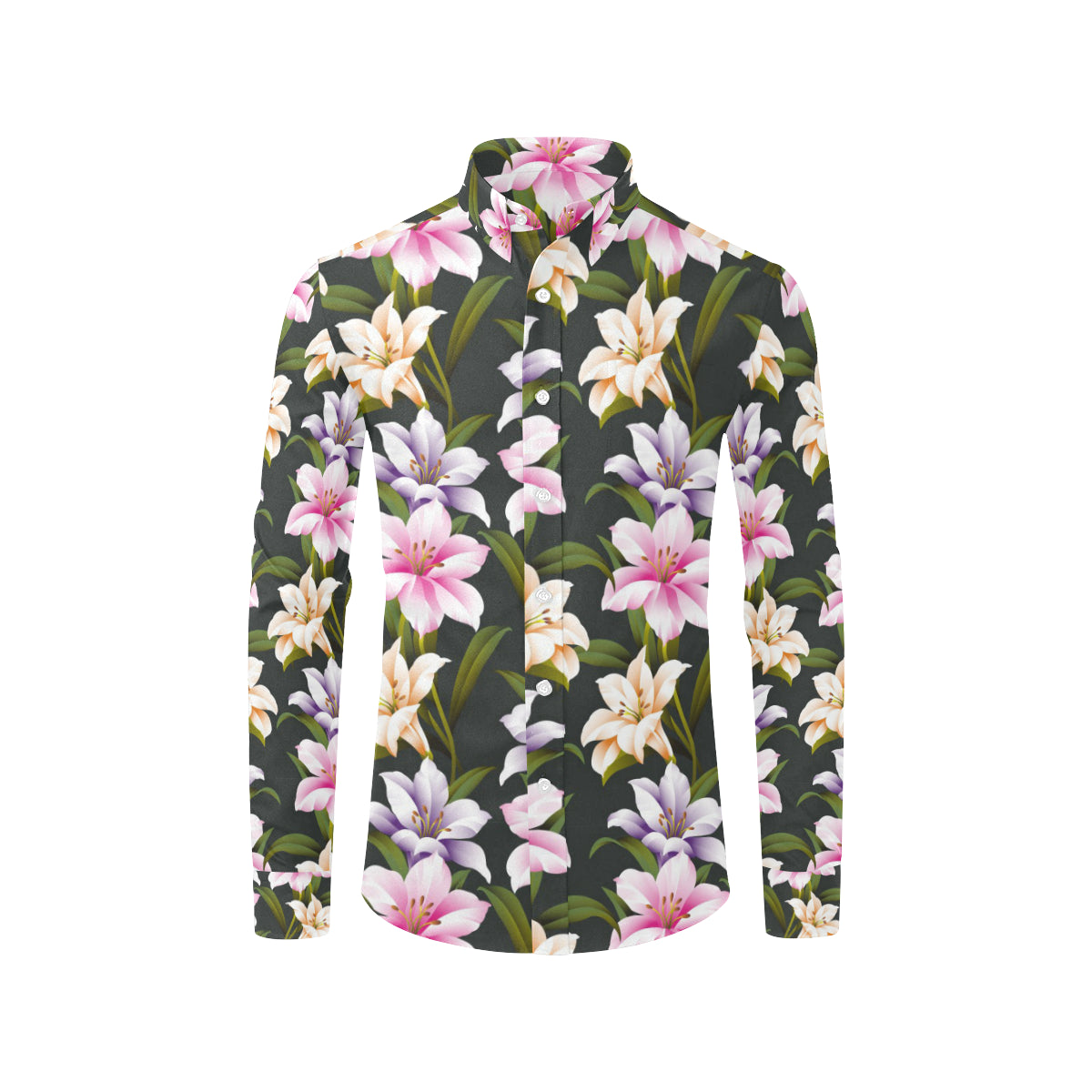 Lily Pattern Print Design LY01 Men's Long Sleeve Shirt
