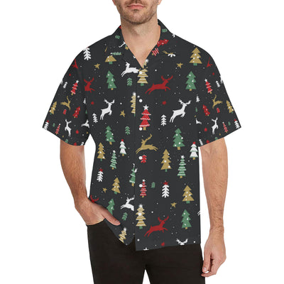 Christmas Tree Deer Style Pattern Print Design 03 Men's Hawaiian Shirt