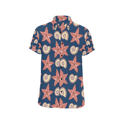 Starfish Pattern Print Design 03 Men's Short Sleeve Button Up Shirt